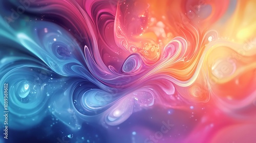 A vibrant, multi-colored background with swirling patterns and a gradient effect, creating a dynamic visual impact