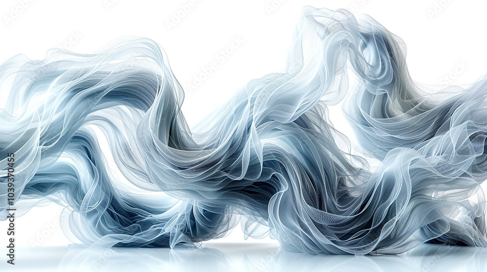 Fototapeta premium Dreamlike waves of soft, flowing fabric dance gracefully in tranquil light