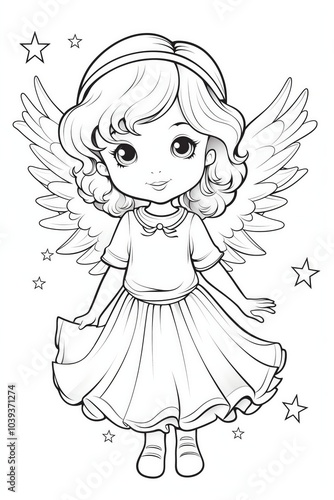 Christmas angel full body clipart on white background