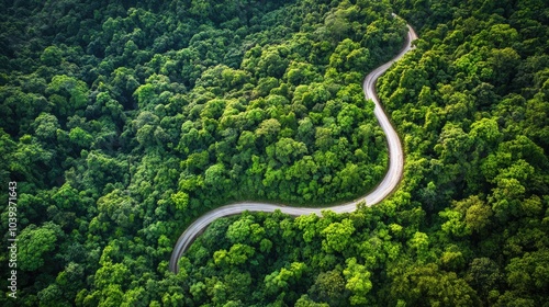 Serpentine Road Through Lush Green Forest Landscape