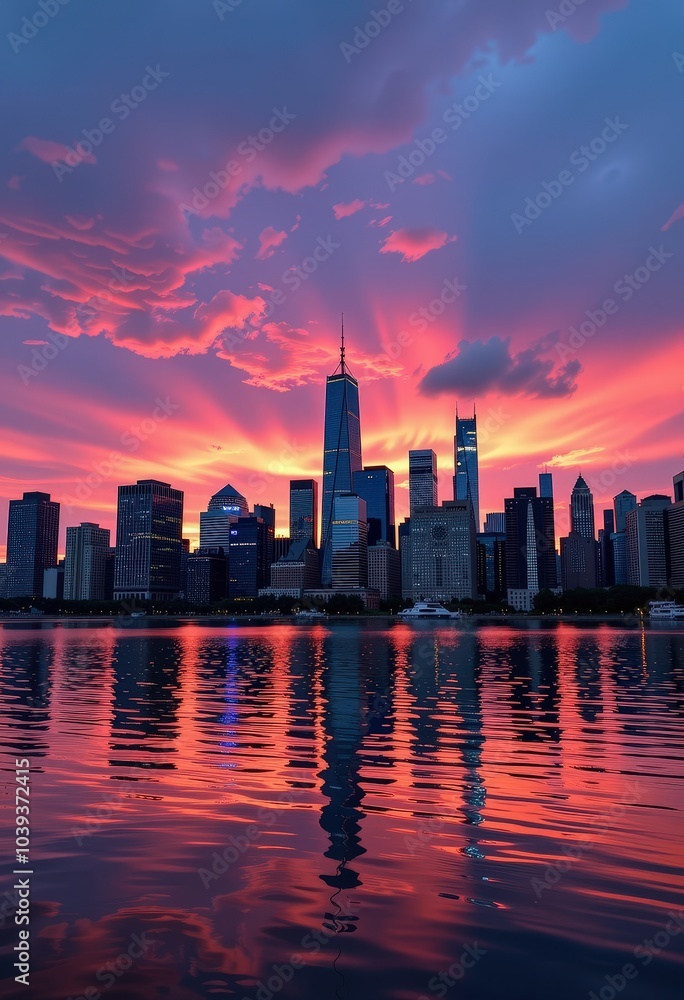 sunset over the city