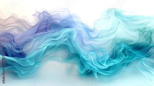 Fluid waves of turquoise and purple dance gracefully across a soft background