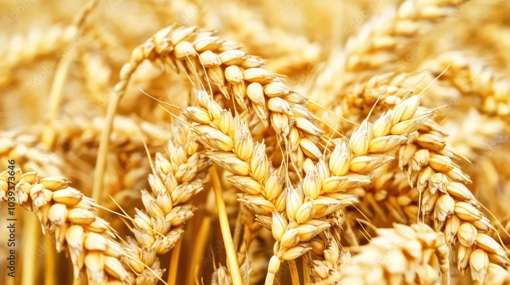 Golden Harvest of Wheat in Sunny Field Golden Harvest of Wheat in Sunny Field