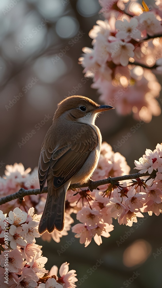 Cherry Blossoms and Bird: Spring Awakening Cherry Blossoms and Bird: Spring Awakening