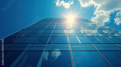 Wallpaper Mural Modern skyscraper reflecting sun against a clear blue sky. Torontodigital.ca