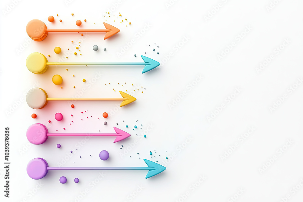 Colorful arrows and circles on a white background, ideal for design projects. Colorful arrows and circles on a white background, ideal for design projects.