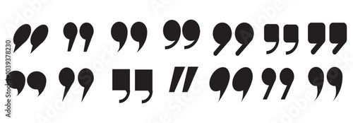 Quotes icon vector set. inverted commas or talking marks collection. Black quotes icon Vector illustration.