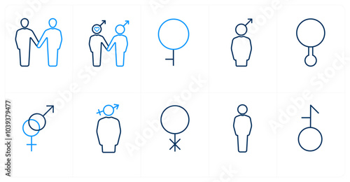 A set of 10 gender icons as Symbol, pride, bisexual