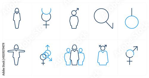 A set of 10 gender icons as Symbol, pride, bisexual