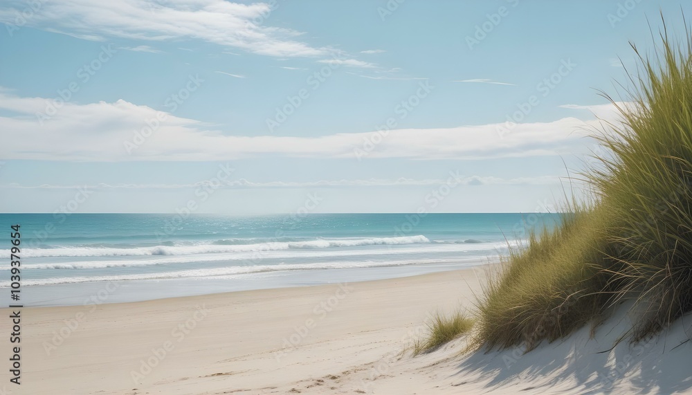 Beautiful empty tropical beach and sea landscape background. Created with Generative AI Technology Beautiful empty tropical beach and sea landscape background. Created with Generative AI Technology