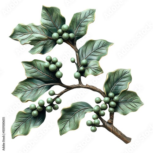 green leaves and berries on branch clip art preview