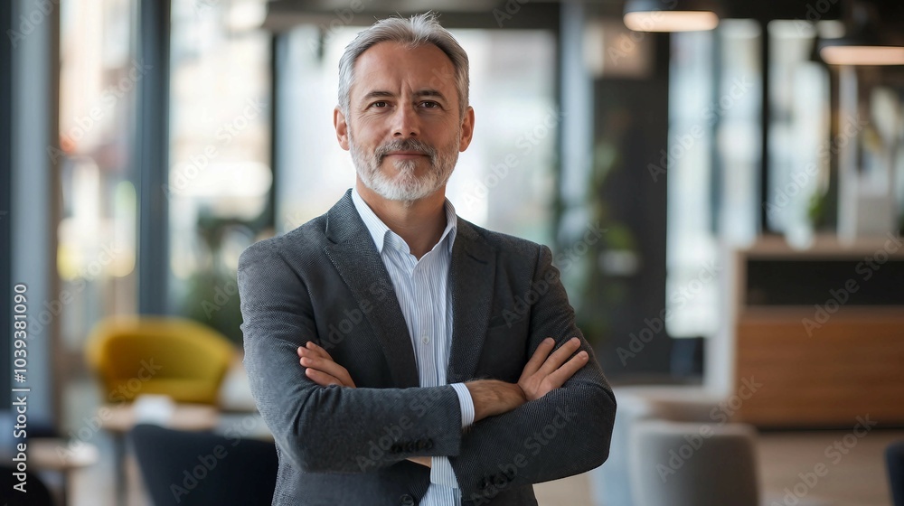 Confident Businessman Standing in Modern Office Confident Businessman Standing in Modern Office