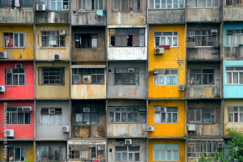 Eastern European apartment blocks. AI generative. Eastern European apartment blocks. AI generative.