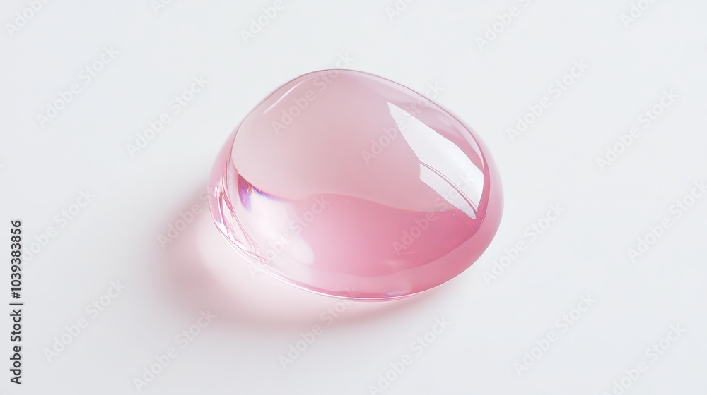 Clear, pink nail polish, like liquid rose quartz, is shown against a plain white backdrop. Clear, pink nail polish, like liquid rose quartz, is shown against a plain white backdrop.