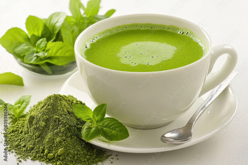 tasty Matcha Latte made from green tea. AI generative. tasty Matcha Latte made from green tea. AI generative.