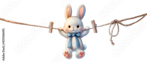 Cute baby shower watercolour with plush toy bunny