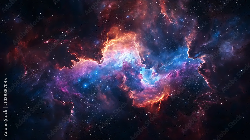 Fototapeta premium Stunning colorful nebula in deep space a cosmic marvel of bright colors and stellar formation