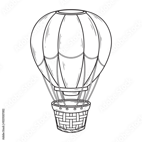 Hot air balloon icon in outline style isolated on white background. Aircraft symbol stock vector illustration.