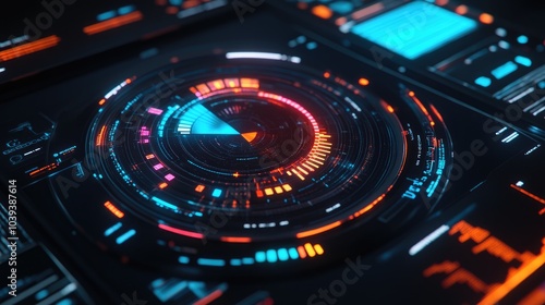 Wallpaper Mural Futuristic Digital Interface with Colorful Elements Torontodigital.ca