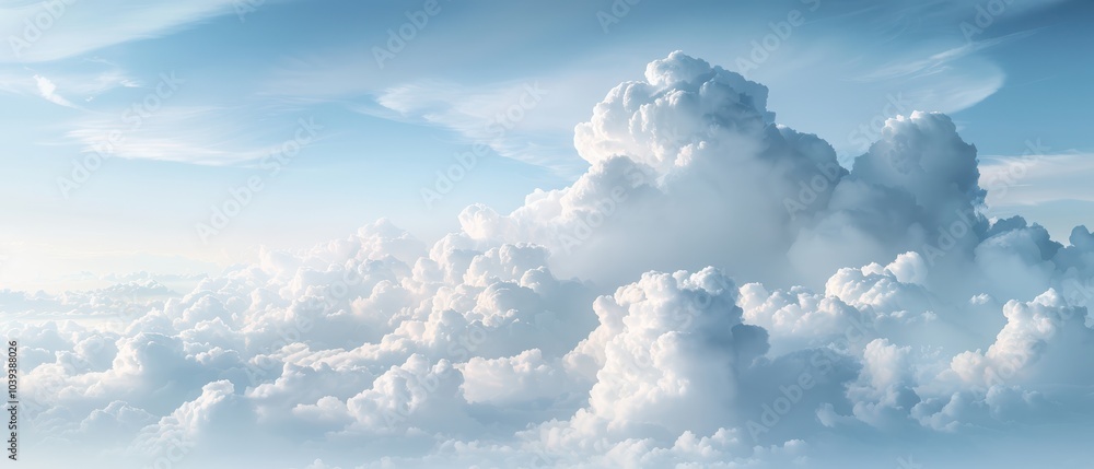 Fototapeta premium Fluffy white clouds against a serene blue sky, perfect for backgrounds.