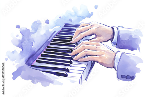 watercolor piano hands playing music clip art preview