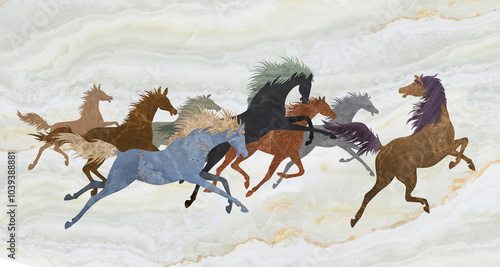 marble abstract lucky horse image home decorative art wall pattern design background.