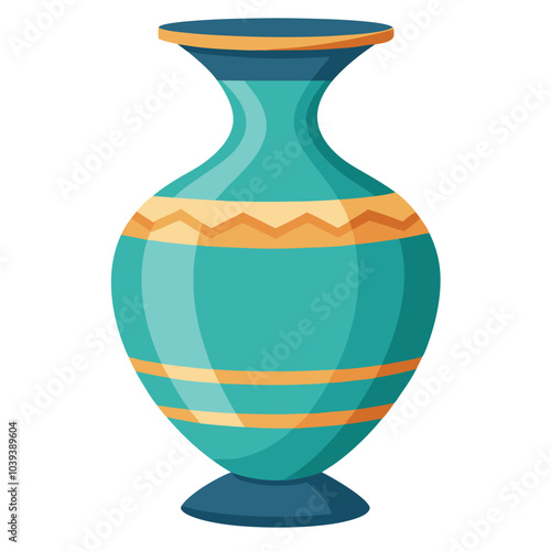 Elegant Decorative Vase High-Quality Illustration of Intricate Design on a White Background