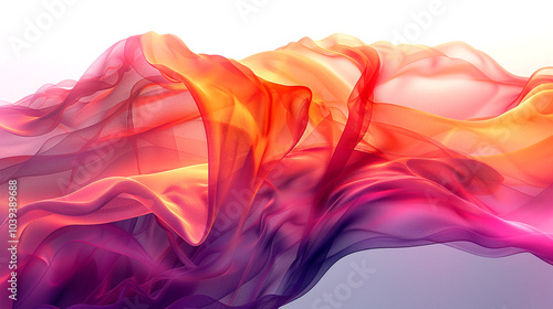 Vibrant silk waves dance in shades of orange, pink, and purple under soft sunlight