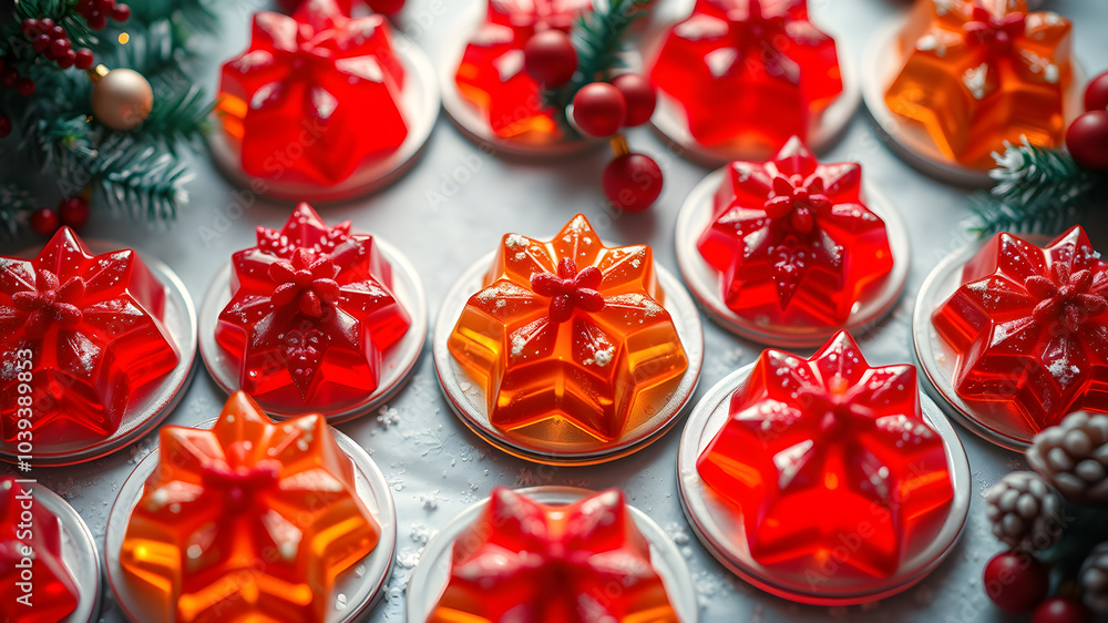 Christmas themed colored gels. Generative AI Christmas themed colored gels. Generative AI