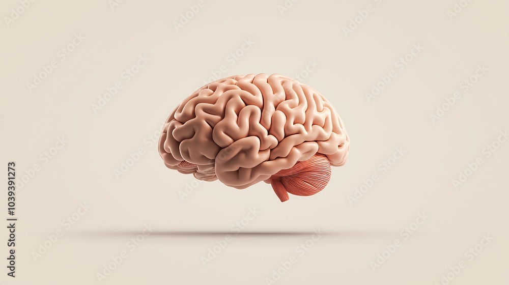 3D Human Brain on Minimalist Background for Neuroscience and Mental Health Concepts 3D Human Brain on Minimalist Background for Neuroscience and Mental Health Concepts