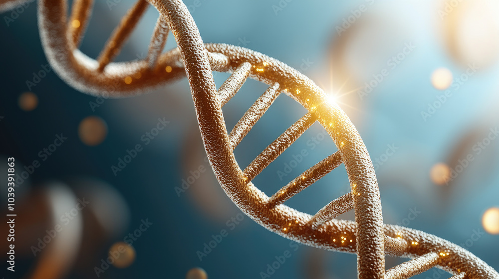 Illuminated DNA Helix with Blurred Particles, intricate molecular structure, vibrant light effects, scientific exploration, genetic research visualization Illuminated DNA Helix with Blurred Particles, intricate molecular structure, vibrant light effects, scientific exploration, genetic research visualization