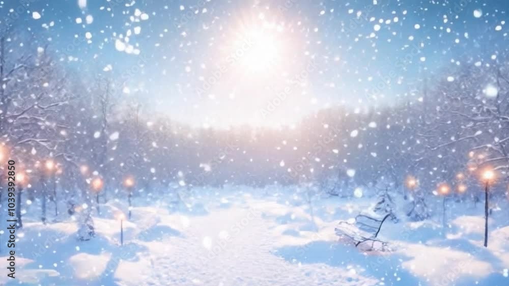 Beautiful Snow Falling in Winter Scene. Created with Generative AI Technology Beautiful Snow Falling in Winter Scene. Created with Generative AI Technology