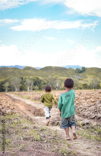 child in the mountains