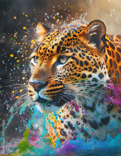 Lively jaguar portrait