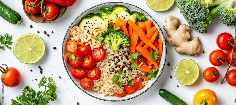 Quinoa Bowl with Vegetables and Cashews Quinoa Bowl with Vegetables and Cashews