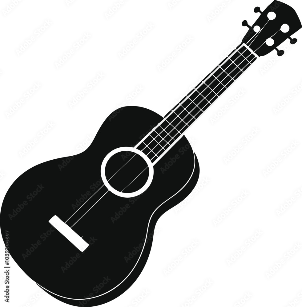 Fototapeta premium ukulele silhouette vector illustration white background 