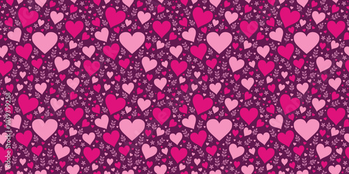 Valentine's Day heart pattern with floral accents