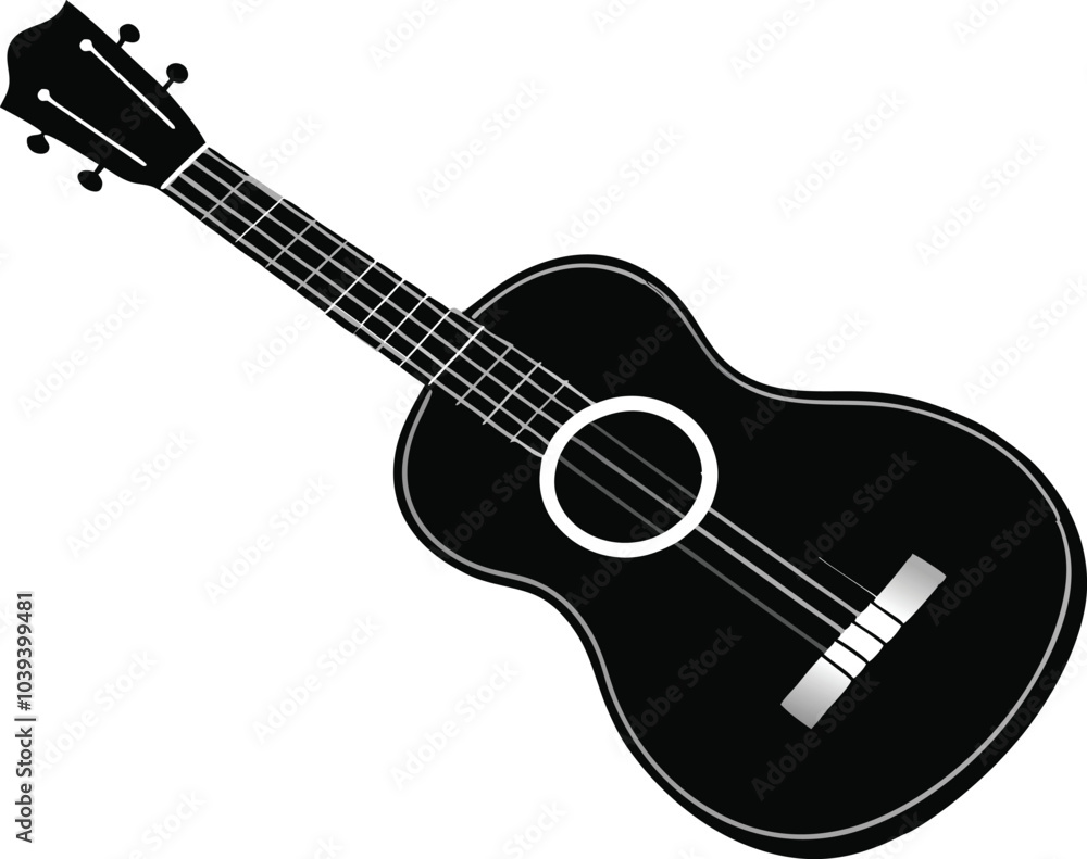 Obraz premium ukulele silhouette vector illustration white background