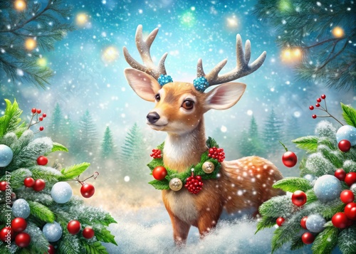 Cute Christmas Deer in Winter Fashion Photography for Holiday Greetings, Merry Christmas and Happy New Year Elements for Festive Card Designs, Winter Wildlife Inspiration