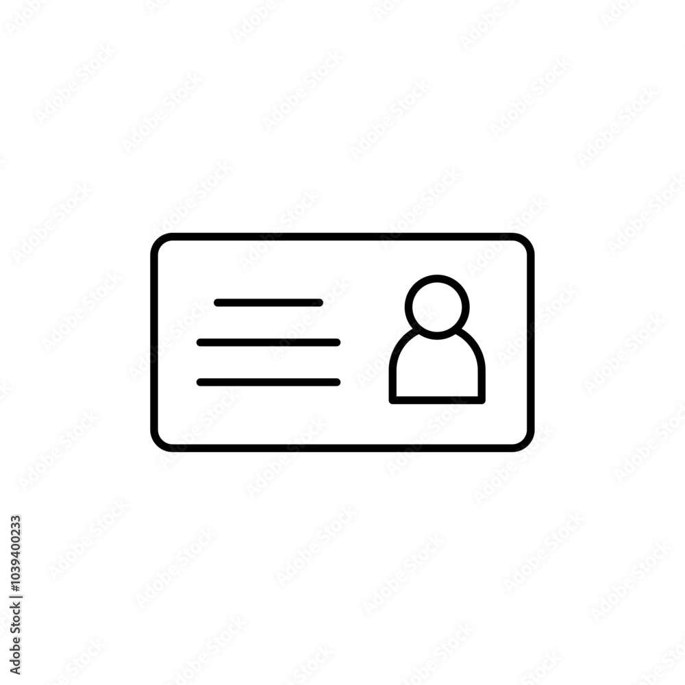 Identity card icon Thin line art isolated Identity card icon Thin line art isolated