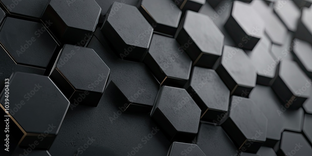 3d image of low poly with black and gray honeycomb background 3d image of low poly with black and gray honeycomb background