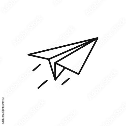 Paper plane icon Thin line art isolated