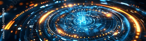 Wallpaper Mural Dynamic abstract background with glowing circles and lines, representing technology and digital innovation. Torontodigital.ca