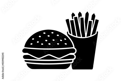 Burger and Fries Combo | isolated vector silhouette illustration on white background