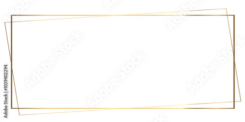 Gold glowing Banner Frame isolated on transparent background. Shiny frame with glowing effects. Vector illustration. Luxury Vintage Ornament Decorative Border. Royal line ornate element