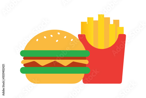 Burger and Fries Combo | isolated vector silhouette illustration on white background