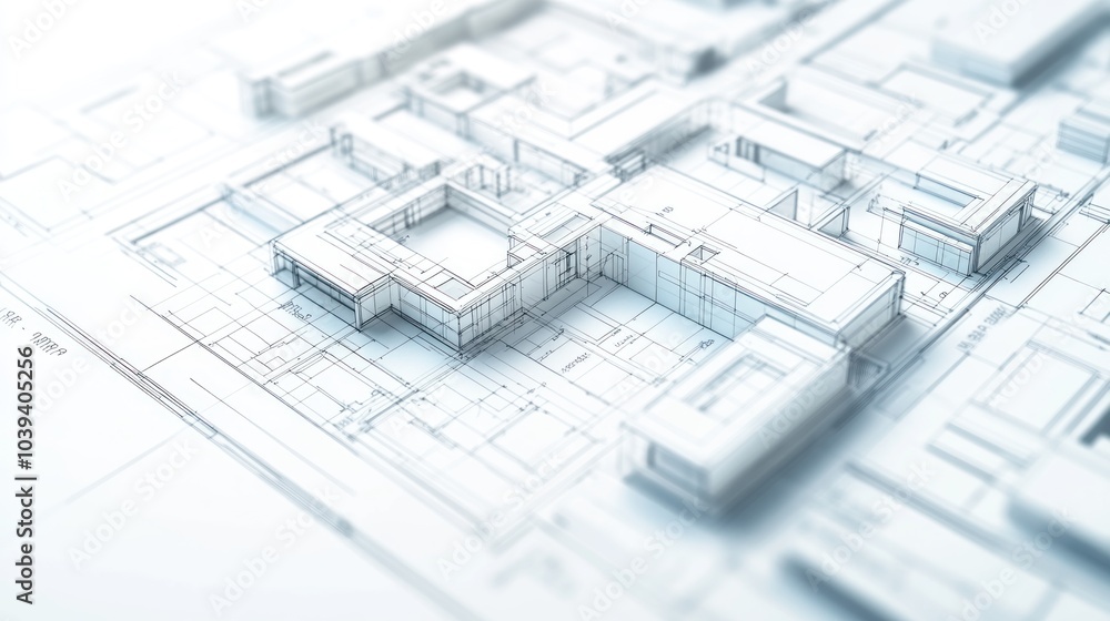 Architectural blueprint showcasing a modern building layout. Architectural blueprint showcasing a modern building layout.