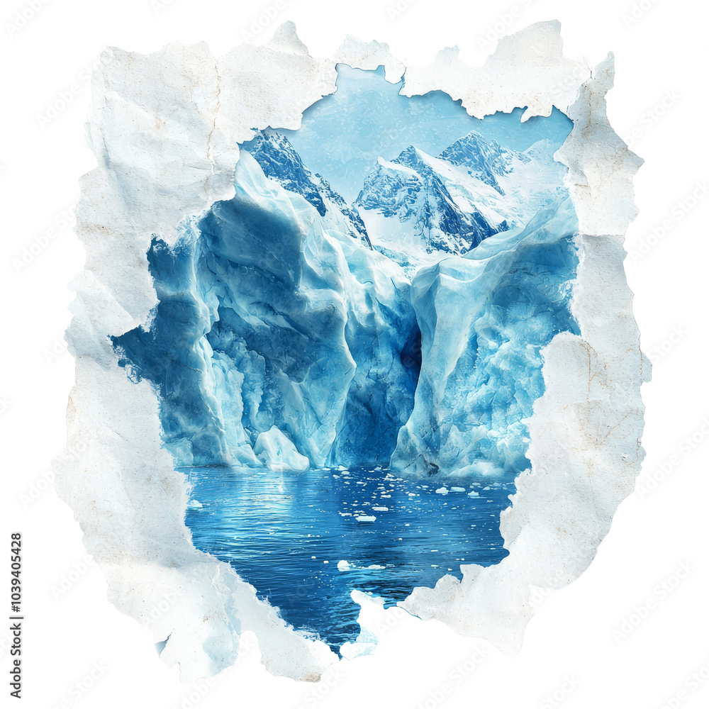 Obraz premium Frozen Mountains Through Torn Paper.