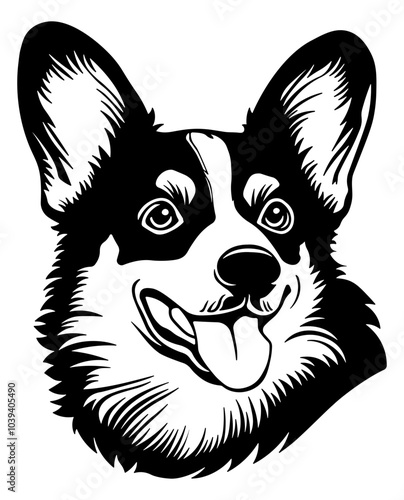 black silhouette of a dog or corgi without background