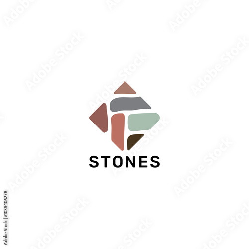 ILLUSTRATION SQURE BRICK STONES MARBLE SIMPLE FLAT COLOR TEMPLATE DESIGN LOGO ICON VECTOR